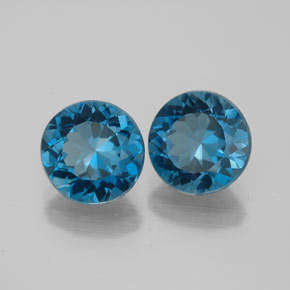 캐럿 천연 런던 블루 토파즈 보석, 라운드 컷, 8.20 mm, VVS