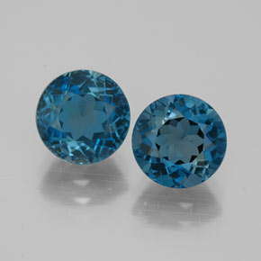 캐럿 천연 런던 블루 토파즈 보석, 라운드 컷, 7.18 mm, VVS