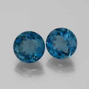 캐럿 천연 런던 블루 토파즈 보석, 라운드 컷, 7.18 mm, VVS