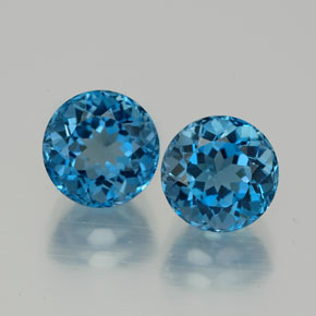 캐럿 천연 런던 블루 토파즈 보석, 라운드 컷, 7.18 mm, VVS