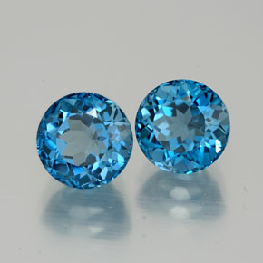 캐럿 천연 런던 블루 토파즈 보석, 라운드 컷, 7.18 mm, VVS