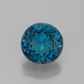 2.32캐럿 천연 런던 블루 토파즈, 라운드 컷, 8.12 mm, VVS