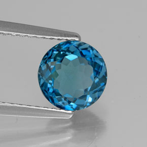 1.71캐럿 천연 런던 블루 토파즈, 라운드 컷, 7.10 mm, VVS