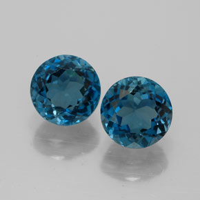 캐럿 천연 런던 블루 토파즈 보석, 라운드 컷, 7.04 mm, VVS