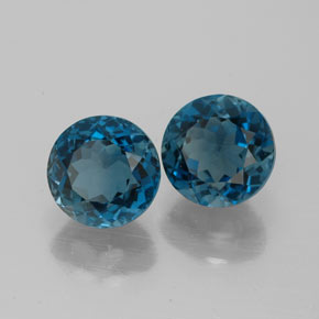 캐럿 천연 런던 블루 토파즈 보석, 라운드 컷, 7.04 mm, VVS