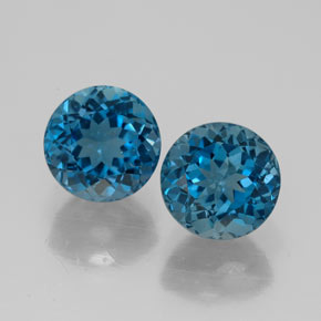 캐럿 천연 런던 블루 토파즈 보석, 라운드 컷, 7.17 mm, VVS