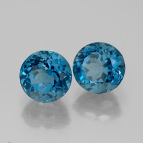 캐럿 천연 런던 블루 토파즈 보석, 라운드 컷, 7.17 mm, VVS
