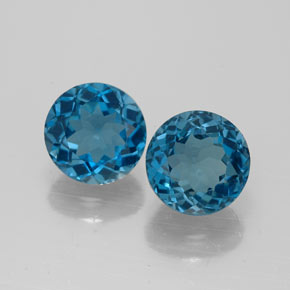 캐럿 천연 런던 블루 토파즈 보석, 라운드 컷, 7.14 mm, VVS