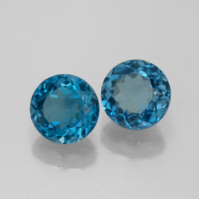 캐럿 천연 런던 블루 토파즈 보석, 라운드 컷, 7.14 mm, VVS