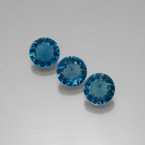 캐럿 천연 런던 블루 토파즈 보석, 라운드 컷, 8.14 mm, VVS