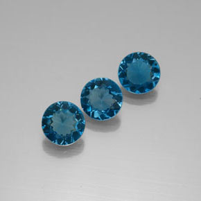 캐럿 천연 런던 블루 토파즈 보석, 라운드 컷, 8.14 mm, VVS