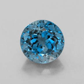 2.60캐럿 천연 런던 블루 토파즈, 라운드 컷, 8.00 mm, VVS-VS