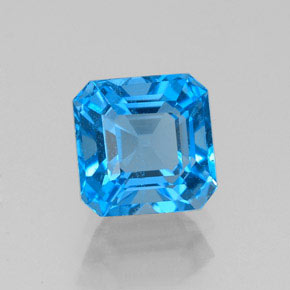 2.23캐럿 천연 스위스 블루 토파즈, 에메랄드 컷, 7×6.9 mm, VS-SI