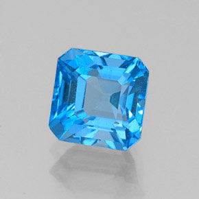 2.23캐럿 천연 스위스 블루 토파즈, 에메랄드 컷, 7×6.9 mm, VS-SI