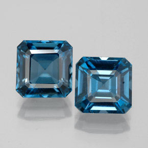 캐럿 천연 런던 블루 토파즈 보석, 에메랄드 컷, 7.2×7.1 mm, VVS-VS