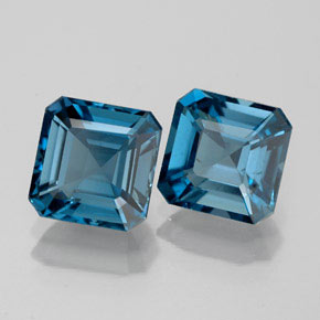 캐럿 천연 런던 블루 토파즈 보석, 에메랄드 컷, 7.2×7.1 mm, VVS-VS