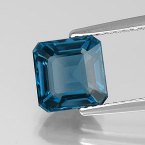 2.32캐럿 천연 런던 블루 토파즈, 에메랄드 컷, 7.2×7.2 mm, VVS
