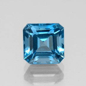 2.41캐럿 천연 런던 블루 토파즈, 에메랄드 컷, 7.1×7 mm, VVS