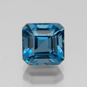 2.58캐럿 천연 런던 블루 토파즈, 에메랄드 컷, 7.2×7.2 mm, VVS