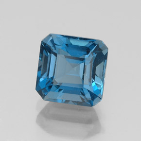 2.58캐럿 천연 런던 블루 토파즈, 에메랄드 컷, 7.2×7.2 mm, VVS