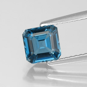 1.27캐럿 천연 런던 블루 토파즈, 에메랄드 컷, 6.1×6.1 mm, VVS