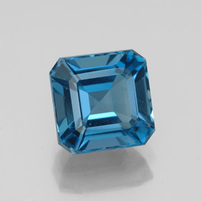 2.44캐럿 천연 런던 블루 토파즈, 에메랄드 컷, 7.3×7.2 mm, VS