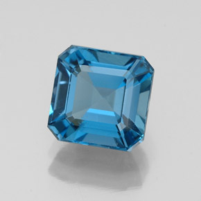 2.44캐럿 천연 런던 블루 토파즈, 에메랄드 컷, 7.3×7.2 mm, VS