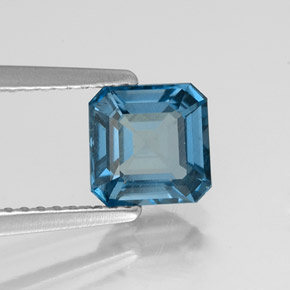 1.31캐럿 천연 런던 블루 토파즈, 에메랄드 컷, 6.2×6.2 mm, VS