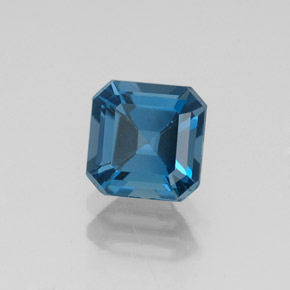 1.30캐럿 천연 런던 블루 토파즈, 에메랄드 컷, 6×6 mm, VVS-VS
