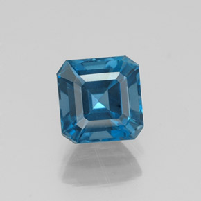 1.58캐럿 천연 런던 블루 토파즈, 에메랄드 컷, 6.3×6.2 mm, VVS-VS