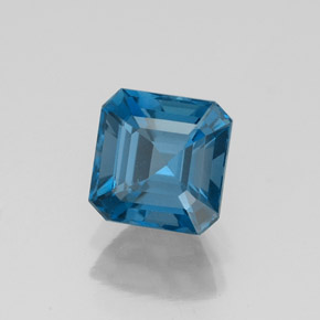 1.58캐럿 천연 런던 블루 토파즈, 에메랄드 컷, 6.3×6.2 mm, VVS-VS