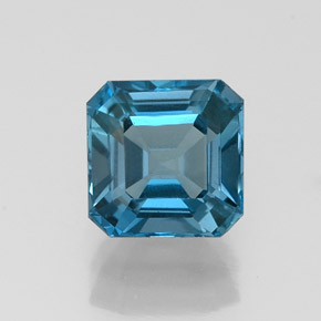 1.44캐럿 천연 런던 블루 토파즈, 에메랄드 컷, 6.2×6.1 mm, VVS