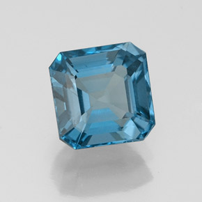 1.44캐럿 천연 런던 블루 토파즈, 에메랄드 컷, 6.2×6.1 mm, VVS
