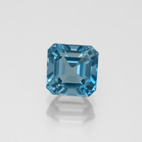 1.65캐럿 천연 런던 블루 토파즈, 에메랄드 컷, 6.2×6.2 mm, VVS