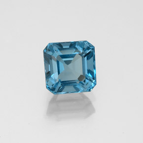 1.65캐럿 천연 런던 블루 토파즈, 에메랄드 컷, 6.2×6.2 mm, VVS