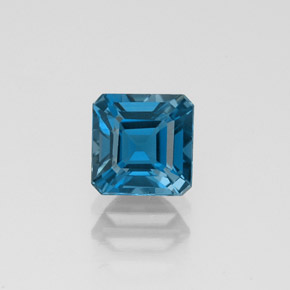 1.44캐럿 천연 런던 블루 토파즈, 에메랄드 컷, 6.1×6.1 mm, VVS