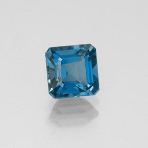 1.44캐럿 천연 런던 블루 토파즈, 에메랄드 컷, 6.1×6.1 mm, VVS