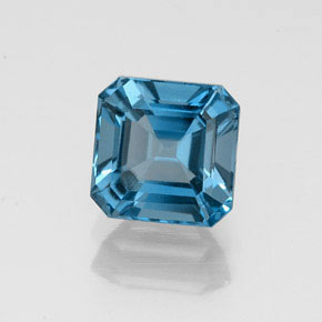1.47캐럿 천연 런던 블루 토파즈, 에메랄드 컷, 6.1×6.1 mm, VVS