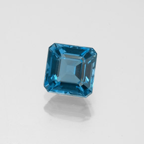 1.37캐럿 천연 런던 블루 토파즈, 에메랄드 컷, 6×6 mm, VVS-VS