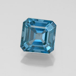1.23캐럿 천연 런던 블루 토파즈, 에메랄드 컷, 6.3×6.2 mm, VS