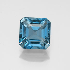 1.37캐럿 천연 런던 블루 토파즈, 에메랄드 컷, 6.3×6.2 mm, VS