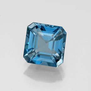 1.37캐럿 천연 런던 블루 토파즈, 에메랄드 컷, 6.3×6.2 mm, VS