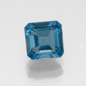 1.50캐럿 천연 런던 블루 토파즈, 에메랄드 컷, 6.1×6.1 mm, VS