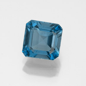 1.50캐럿 천연 런던 블루 토파즈, 에메랄드 컷, 6.1×6.1 mm, VS