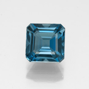 1.35캐럿 천연 런던 블루 토파즈, 에메랄드 컷, 6×6 mm, VVS