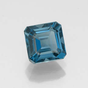1.35캐럿 천연 런던 블루 토파즈, 에메랄드 컷, 6×6 mm, VVS
