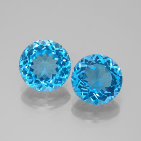 캐럿 천연 스위스 블루 토파즈 보석, 라운드 컷, 8.25 mm, VVS-VS