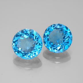 캐럿 천연 스위스 블루 토파즈 보석, 라운드 컷, 8.25 mm, VVS-VS