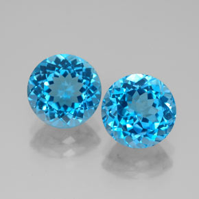 캐럿 천연 스위스 블루 토파즈 보석, 라운드 컷, 8.16 mm, VVS