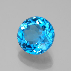 2.29캐럿 천연 스위스 블루 토파즈, 라운드 컷, 8.02 mm, VVS